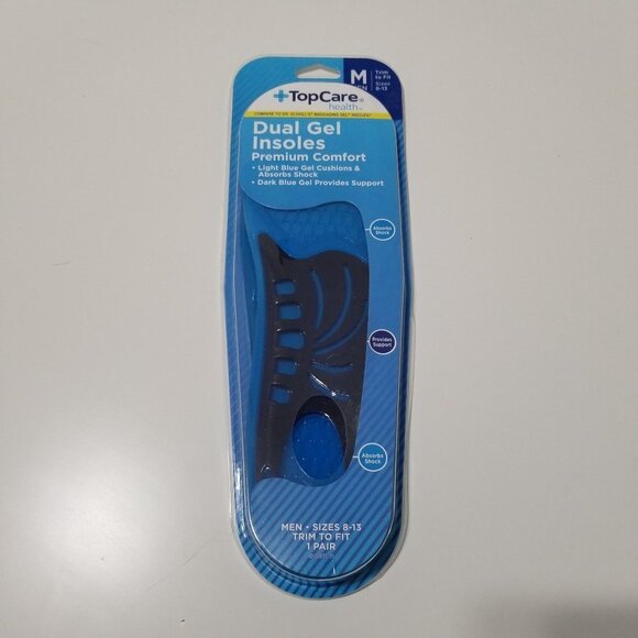 NWT TopCare Men's Premium Comfort Insoles Dual Gel - Picture 6 of 9